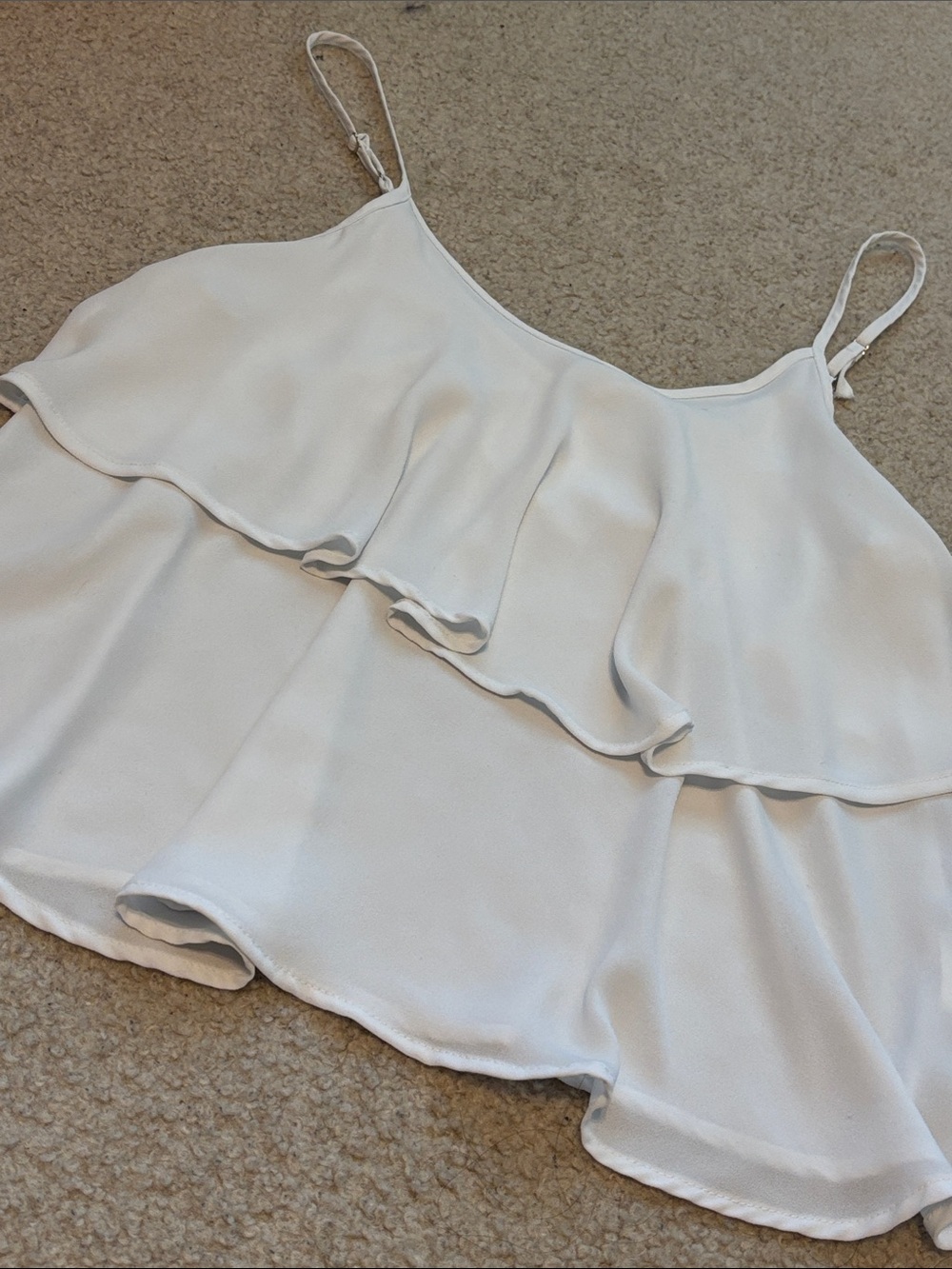 Lush White Double-Ruffle Spaghetti Strap Camisole